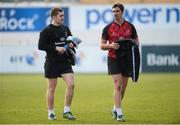 27 February 2013; Ulster's Paddy Jackson, left, and Ruan Pienaar during squad training ahead of their Celtic League 2012/13 match against Benetton Treviso on Friday. Ulster Rugby Squad Training, Ravenhill Park, Belfast, Co. Antrim. Picture credit: Oliver McVeigh / SPORTSFILE