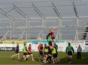 27 February 2013; A general view of Ulster squad training, infront of the new stand under construction, ahead of their Celtic League 2012/13 match against Benetton Treviso on Friday. Ulster Rugby Squad Training, Ravenhill Park, Belfast, Co. Antrim. Picture credit: Oliver McVeigh / SPORTSFILE