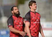 27 February 2013; Ulster's John Afoa, left, and Robbie Diack during squad training ahead of their Celtic League 2012/13 match against Benetton Treviso on Friday. Ulster Rugby Squad Training, Ravenhill Park, Belfast, Co. Antrim. Picture credit: Oliver McVeigh / SPORTSFILE