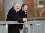 27 February 2013; Ulster Chief Executive Shane Logan, left, and David Humphreys, Ulster Director of Rugby, watch on during squad training ahead of their Celtic League 2012/13 match against Benetton Treviso on Friday. Ulster Rugby Squad Training, Ravenhill Park, Belfast, Co. Antrim. Picture credit: Oliver McVeigh / SPORTSFILE