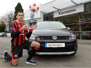 28 February 2013; Karmann Volkswagen has announced a new sponsorship deal with Bohemian Football Club, strengthening Volkswagen Group’s support for Irish soccer. The new dealership opened its doors in April 2012 and continues to build strong links with the local communities in Castleknock, Blanchardstown and further afield. At the announcement is Bohemian player Roberto Lopez. Karmann Sales, Castleknock, Co. Dublin. Picture credit: Matt Browne / SPORTSFILE