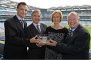 28 February 2013; The 2012 TESCO HomeGrown Club Person of the Year Awards took place today at Croke Park. The awards recognise the dedication and enthusiasm of our volunteers to their clubs throughout the country. Pictured receiving the overall award are Michael and Kathleen Colreavy, from Naomh Mearnog GAA, Co. Dublin, with Patrick O'Connor, Local Marketing Manager Tesco, left, and Pat Quill, President of the Ladies Football Association, right. Croke Park, Dublin. Picture credit: Barry Cregg / SPORTSFILE