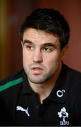 28 February 2013; Ireland's Conor Murray during a press conference ahead of their RBS Six Nations Rugby Championship game against France on Saturday the 9th of March. Ireland Rugby Press Conference, Carton House, Maynooth, Co. Kildare. Picture credit: Matt Browne / SPORTSFILE