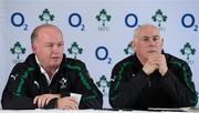 28 February 2013; Ireland head coach Declan Kidney, left, and team manager Michael Kearney during a press conference ahead of their RBS Six Nations Rugby Championship game against France on Saturday the 9th of March. Ireland Rugby Press Conference, Carton House, Maynooth, Co. Kildare. Picture credit: Matt Browne / SPORTSFILE
