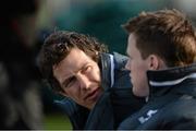 28 February 2013; Ireland's Mike McCarthy and Craig Gilroy during squad training ahead of their RBS Six Nations Rugby Championship game against France on Saturday the 9th of March. Ireland Rugby Squad Training, Carton House, Maynooth, Co. Kildare. Picture credit: Matt Browne / SPORTSFILE