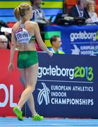 1 March 2013; Ireland's Derval O'Rourke after her heat of the Women's 60m Hurdles, where she finished in a season best time of 8.05sec and qualified for the semi-final. 2013 European Indoor Athletics Championships, Scandinavium Arena, Gothenburg, Sweden. Picture credit: Brendan Moran / SPORTSFILE