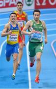 1 March 2013; Ireland's Brian Gregan on his way to winning his heat of the Men's 400m, where he finished in a time of 46.97sec and qualified for the semi-final. 2013 European Indoor Athletics Championships, Scandinavium Arena, Gothenburg, Sweden. Picture credit: Brendan Moran / SPORTSFILE