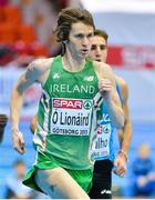 1 March 2013; Ireland's Ciaran O Lionáird leads the field on his way to winning his heat of the men's 3000m in a time of 7:55.12sec and qualified for the Final. 2013 European Indoor Athletics Championships, Scandinavium Arena, Gothenburg, Sweden. Picture credit: Brendan Moran / SPORTSFILE