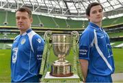 1 March 2013; John Frost, left, Waterford Untied, and Ciaran Coll, Finn Harps, in attendance at the Airtricity League launch 2013. Aviva Stadium, Lansdowne Road, Dublin. Picture credit: Barry Cregg / SPORTSFILE