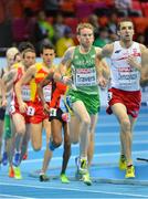 1 March 2013; Ireland's John Travers in action during his heat of the Men's 3000m where he finished in 11th place in a time of 8:23.83sec. 2013 European Indoor Athletics Championships, Scandinavium Arena, Gothenburg, Sweden. Picture credit: Brendan Moran / SPORTSFILE