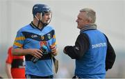 1 March 2013; University College Dublin manager Nicky English in conversation with captain Noel McGrath during a break in play. Irish Daily Mail Fitzgibbon Cup Semi-Final, University College Dublin v University College Cork, Carnmore GAA Club, Carnmore, Co. Galway. Picture credit: Diarmuid Greene / SPORTSFILE