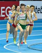 1 March 2013; Ireland's Ciara Everard on her way to winning her heat of the Women's 800m in a time of 2:04.33sec and qualifying for the semi-final. 2013 European Indoor Athletics Championships, Scandinavium Arena, Gothenburg, Sweden. Picture credit: Brendan Moran / SPORTSFILE