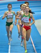 1 March 2013; Ireland's Ciara Everard on her way to winning her heat of the Women's 800m in a time of 2:04.33sec and qualifying for the semi-final. 2013 European Indoor Athletics Championships, Scandinavium Arena, Gothenburg, Sweden. Picture credit: Brendan Moran / SPORTSFILE