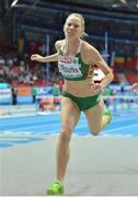1 March 2013; Ireland's Derval O'Rourke reacts after crossing the line and finishing in 4th place in a season best time of 7.95sec in the Women's 60m Hurdles Final. 2013 European Indoor Athletics Championships, Scandinavium Arena, Gothenburg, Sweden. Picture credit: Brendan Moran / SPORTSFILE