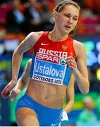 1 March 2013; Kseniya Ustalova of Russia in action during the Women's 400m heats. 2013 European Indoor Athletics Championships, Scandinavium Arena, Gothenburg, Sweden. Picture credit: Brendan Moran / SPORTSFILE