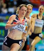 1 March 2013; Eilidh Child of Great Britain in action during the Women's 400m heats. 2013 European Indoor Athletics Championships, Scandinavium Arena, Gothenburg, Sweden. Picture credit: Brendan Moran / SPORTSFILE