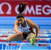 1 March 2013; European Champion Nevin Yanit of Turkey in action during her heat of the Women's 60m Hurdles. 2013 European Indoor Athletics Championships, Scandinavium Arena, Gothenburg, Sweden. Picture credit: Brendan Moran / SPORTSFILE