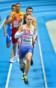 1 March 2013; Pavel Maslak of the Czech Republic leads the field during his heat of the Men's 400m. 2013 European Indoor Athletics Championships, Scandinavium Arena, Gothenburg, Sweden. Picture credit: Brendan Moran / SPORTSFILE