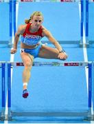 1 March 2013; Yuliya Kondakova, Russia, in action during the Women's 60m Hurdles semi-final. 2013 European Indoor Athletics Championships, Scandinavium Arena, Gothenburg, Sweden. Picture credit: Brendan Moran / SPORTSFILE