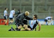 2 March 2013; Tomás Brady, Dublin, receives medical attention from Ciarán O'Reilly, an injury which resulted in his substitution. Allianz Football League, Division 1, Dublin v Mayo, Croke Park, Dublin. Picture credit: Dáire Brennan / SPORTSFILE