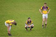 3 March 2013; Wexford's Brian Malone, left, Shane Roche and Rory Quinlivan, right, after the final whistle. Allianz Football League, Division 2, Wexford v Derry, Wexford Park, Wexford. Picture credit: Matt Browne / SPORTSFILE