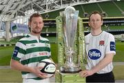 4 March 2013; Pat Sullivan, left, Shamrock Rovers, and Stephen O'Donnell, Dundalk, in attendance at the Airtricity League launch 2013. Aviva Stadium, Lansdowne Road, Dublin. Picture credit: Barry Cregg / SPORTSFILE