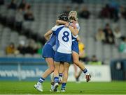 2 March 2013; Milford players Elaine O'Riordan, Orlaith O'Mahony,8, and Ashling Thompson celebrate at the final whistle. All Ireland Senior Camogie Club Championship Final, Killimor, Galway, v Milford, Cork, Croke Park, Dublin. Picture credit: Ray McManus / SPORTSFILE