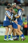 2 March 2013; Milford players Elaine O'Riordan, Orlaith O'Mahony, Ashling Thompson and Anna Geary celebrate at the final whistle. All Ireland Senior Camogie Club Championship Final, Killimor, Galway, v Milford, Cork, Croke Park, Dublin. Picture credit: Ray McManus / SPORTSFILE