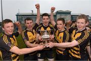 6 March 2013; The St. Patrick’s Classical School try scorers, from left, Christian Byrne, Hubert Paklak, Conor Nash, David Ahearne and Ben McEntagart with the cup after the game. Fr. Godfrey Cup Final, St. Patrick’s Classical School v Wesley College, Templeville Road, Dublin. Picture credit: Matt Browne / SPORTSFILE