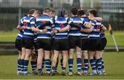 7 March 2013; The Crescent College Comprehensive team gather together in a huddle before the game. Munster Schools Senior Cup Semi-Final, Crescent College Comprehensive v CBC Cork, Tom Clifford Park, Limerick. Picture credit: Diarmuid Greene / SPORTSFILE