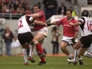 26 April 2003; Rob Henderson, Munster, supported by team-mate Mike Mullins, in action against Xavier Garbajosa, Toulouse. Heineken European Cup Semi Final, Toulouse v Munster, Le Stadium de Toulouse, Toulouse, France. Rugby. Picture credit; Brendan Moran / SPORTSFILE *EDI*