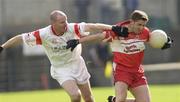 18 May 2003; Derry's Conleth Gilligan, in action against Tyrone's Chris Lawn. Bank of Ireland Ulster Senior Football Championship, Tyrone v Derry, St. Tighearnach's Park, Clones, Co. Monaghan. Picture credit; Damien Eagers / SPORTSFILE *EDI*