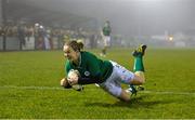 8 March 2013; Niamh Briggs, Ireland, scores her side's first try against France. Women's Six Nations Rugby Championship, Ireland v France, Ashbourne RFC, Ashbourne, Co. Meath. Picture credit: Brendan Moran / SPORTSFILE