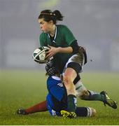 8 March 2013; Nora Stapleton, Ireland, is tackled by Helene Ezanno, France. Women's Six Nations Rugby Championship, Ireland v France, Ashbourne RFC, Ashbourne, Co. Meath. Picture credit: Brendan Moran / SPORTSFILE
