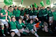 8 March 2013; The Ireland team celebrate after the game. Women's Six Nations Rugby Championship, Ireland v France, Ashbourne RFC, Ashbourne, Co. Meath. Picture credit: Brendan Moran / SPORTSFILE