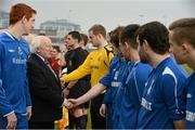 6 March 2013; President of Ireland Michael D Higgins meets Waterford IT players before the start of the game. CFAI UMBRO Cup Final. IT Carlow v Waterford IT. Tallaght Stadium, Talllaght, Dublin. Picture credit: David Maher / SPORTSFILE