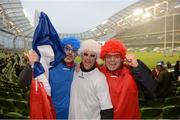 9 March 2013; France supporters, from left, Jean Michel Guicherd, Franck Doucet and Eric Pradere, from Lyon, at the game. RBS Six Nations Rugby Championship, Ireland v France, Aviva Stadium, Lansdowne Road, Dublin. Picture credit: Matt Browne / SPORTSFILE