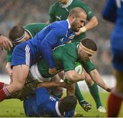 9 March 2013; Fergus McFadden, Ireland, is tackled by Frederic Michalak, France. RBS Six Nations Rugby Championship, Ireland v France, Aviva Stadium, Lansdowne Road, Dublin. Picture credit: Brendan Moran / SPORTSFILE
