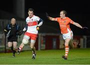 9 March 2013; PJ McCloskey, Derry, in action against James Lavery, Armagh. Allianz Football League, Division 2, Derry v Armagh, Celtic Park, Derry. Picture credit: Oliver McVeigh / SPORTSFILE