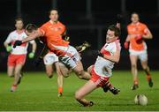 9 March 2013; Ciaran McKeever, Armagh, in a challenge against James Kielt, Derry. Allianz Football League, Division 2, Derry v Armagh, Celtic Park, Derry. Picture credit: Oliver McVeigh / SPORTSFILE