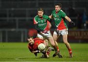 9 March 2013; Conor Laverty, Down, in action against Lee Keegan, centre, and Jason Doherty, right, Mayo. Allianz Football League, Division 1, Down v Mayo, Páirc Esler, Newry, Co. Down. Picture credit: Barry Cregg / SPORTSFILE
