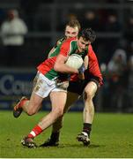 9 March 2013; Jason Doherty, Mayo, in action against Benny McCardle, Down. Allianz Football League, Division 1, Down v Mayo, Páirc Esler, Newry, Co. Down. Picture credit: Barry Cregg / SPORTSFILE