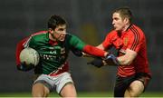 9 March 2013; Alan Freeman, Mayo, in action against Aidan Carr, Down. Allianz Football League, Division 1, Down v Mayo, Páirc Esler, Newry, Co. Down. Picture credit: Barry Cregg / SPORTSFILE