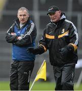 10 March 2013; Eamon O'Shea, left, Tipperary manager with Brian Cody, Kilkenny manager after Tommy Walsh, Kilkenny had been sent off by referee Michael Wadding. Allianz Hurling League, Division 1A, Tipperary v Kilkenny, Semple Stadium, Thurles, Co. Tipperary. Picture credit: David Maher / SPORTSFILE