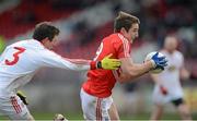 10 March 2013; Aidan Walsh, Cork, in action against Conor Gormley, Tyrone. Allianz Football League, Division 1, Tyrone v Cork, Healy Park, Omagh, Co. Tyrone. Picture credit: Brian Lawless / SPORTSFILE