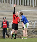 10 March 2013; Tomas O'Se, Kerry, is shown the red card by referee Derek Fahy. Allianz Football League, Division 1, Donegal v Kerry, Páirc MacCumhaill, Ballybofey, Co. Donegal. Picture credit: Oliver McVeigh / SPORTSFILE