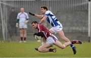 10 March 2013; David Duffy, Westmeath, in action against Colm Begley, Laois. Allianz Football League, Division 2, Westmeath v Laois, Cusack Park, Mullingar, Co. Westmeath. Picture credit: Brendan Moran / SPORTSFILE