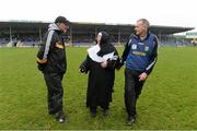 10 March 2013; Sr. Patricia Wall, who will be doing a skydive in May, with Kilkenny manager Brian Cody, left, and Tipperary manager Eamon O'Shea before the start of the game. Allianz Hurling League, Division 1A, Tipperary v Kilkenny, Semple Stadium, Thurles, Co. Tipperary. Picture credit: David Maher / SPORTSFILE