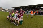 10 March 2013; The Westmeath team make their way to the bench for their team photograph before the game. Allianz Football League, Division 2, Westmeath v Laois, Cusack Park, Mullingar, Co. Westmeath. Picture credit: Brendan Moran / SPORTSFILE