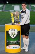 11 March 2013; At a photocall in advance of the quarter-finals of the FAI Junior Cup with Aviva and Umbro on Saturday 23rd and Sunday 24th of March is Gavin Pender, Pearse Celtic, Cork. Photocall ahead of FAI Junior Cup Quarter-Final with Aviva and Umbro, Aviva Stadium, Lansdowne Road, Dublin. Picture credit: Brendan Moran / SPORTSFILE